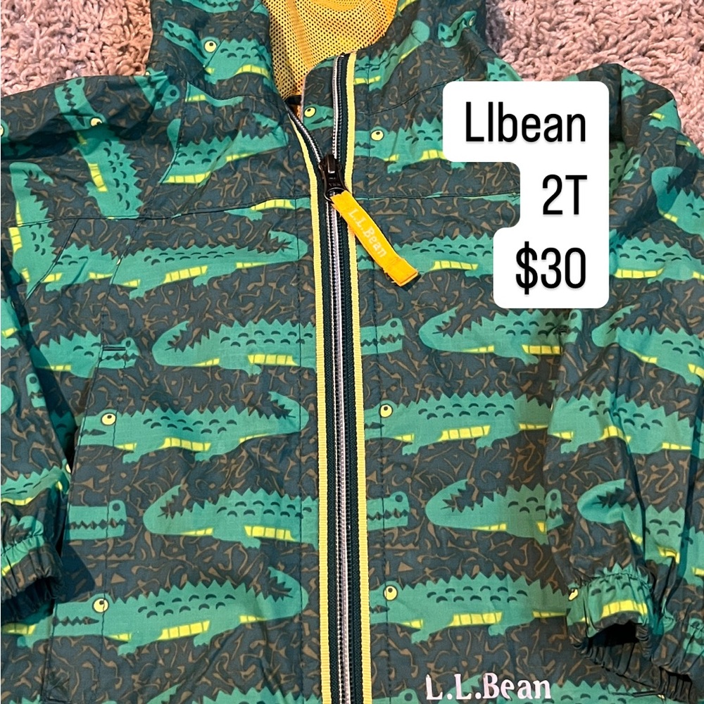 L.L. Bean Kids' Green Alligator Rain Jacket